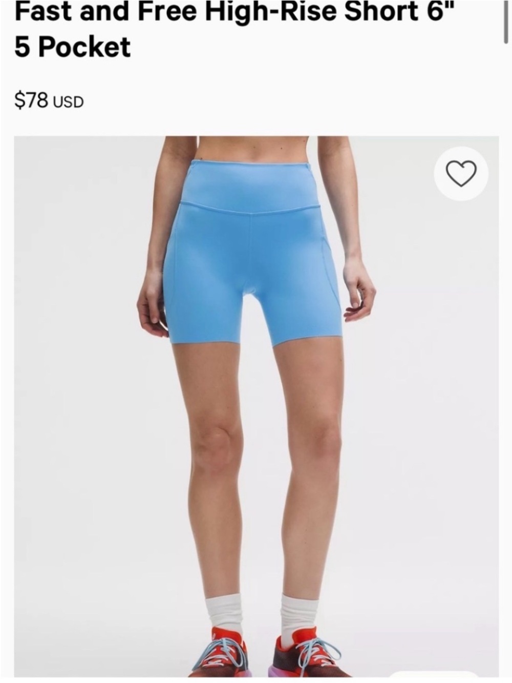 Lululemon Athletica Fast and Free High-Rise Short 6" - Light Blue